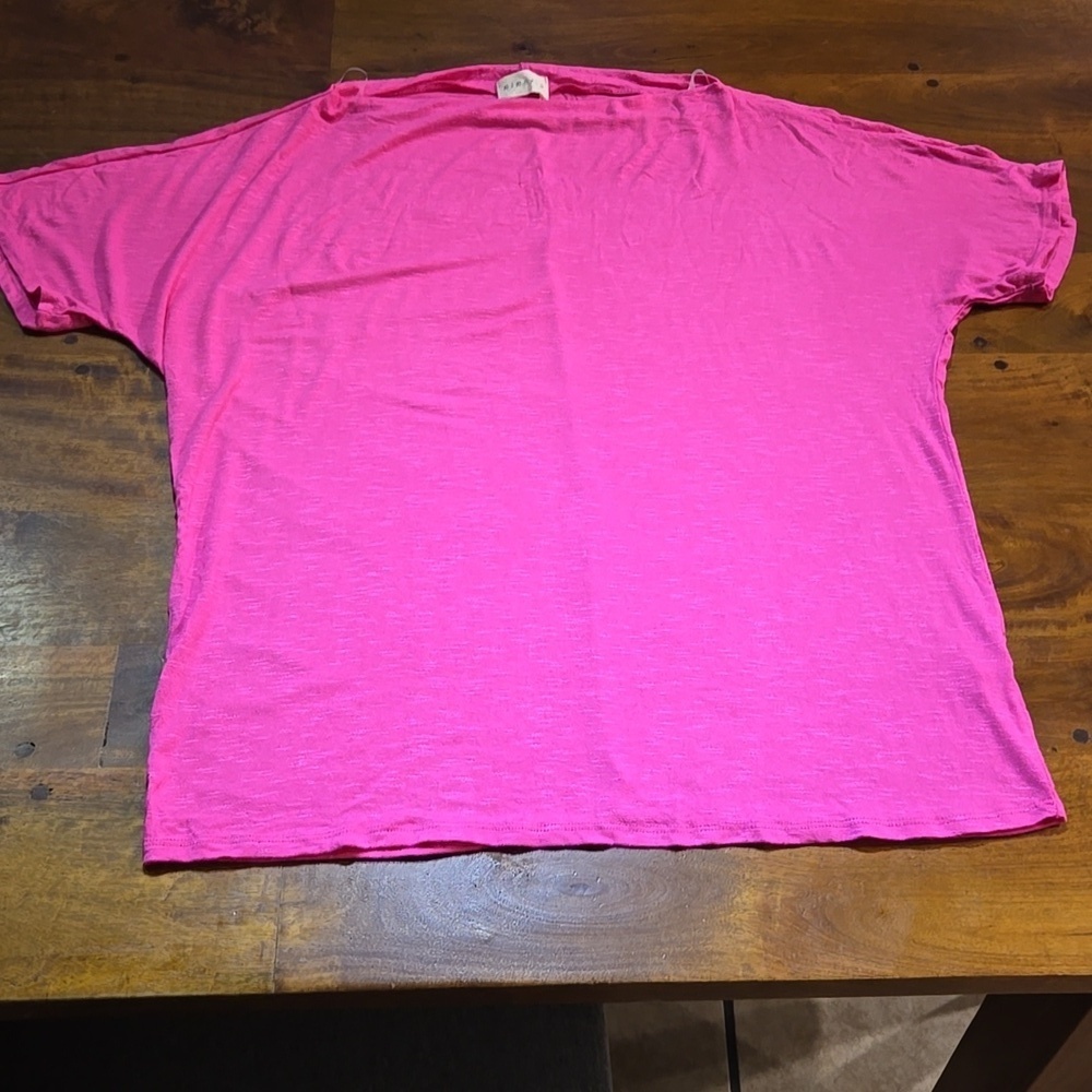 NWOT Ninexis Hot Pink Off The Shoulder Short Sleeve Tunic Top Size XL